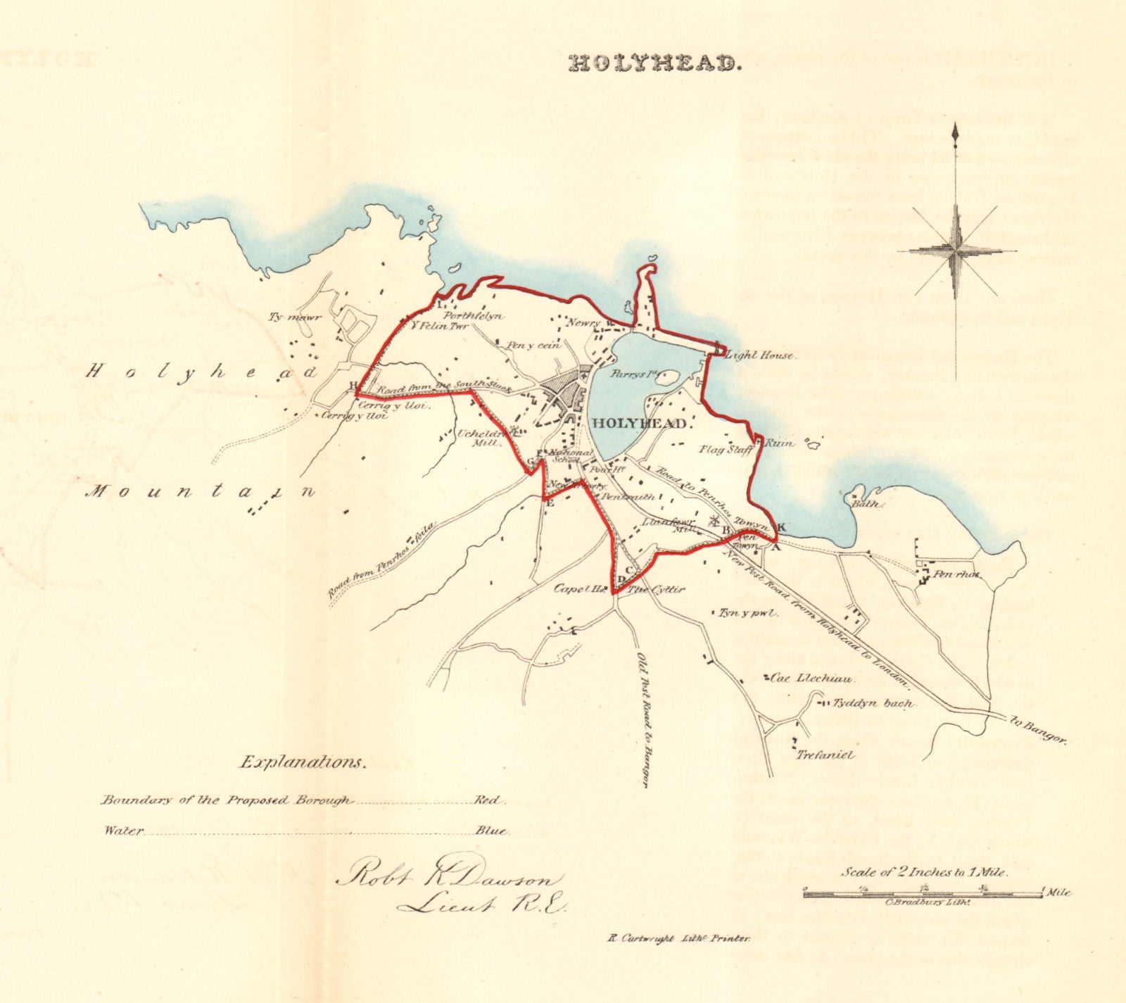HOLYHEAD/CAERGYBI borough/town plan for the REFORM ACT. Wales. DAWSON 1832 map